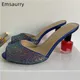 Bling Sequins Slip-on Sandals For Girls Women Sexy Slingbacks Open Toe Individual Nail-Polish