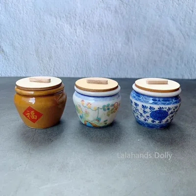 Dollhouse Mini Ceramic Water Tank Rice Tank Model for Doll House Kitchen Furniture Toy Decoration