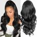 XIAQUJ Women s Wig Front Lace African Fiber Long Curly Hair Big Wave Wig False Head Cover Black Silk Wigs for Women Black K