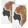 Coolnut Hand Towels Floral Hair Woman Patterned 2 PCS Cotton Bath Towel for Drying Face Hands Body Decorative Water Absorbent Lightweight Towels for Bathroom Ktichen Travel Gym 16 x28