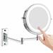 Feelglad Wall Mounted Makeup Mirror 10X Magnifying Double Sided LED Lighted Mirror 360Â° Swivel Extendable Cosmetic Vanity Mirror Powered by Batteries(Not Included) Chrome 7 inches