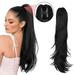 XIAQUJ Hair Extension Ponytail Long Clip Hair Extension Synthetic Wavy Straight Hairpieces Ponytail Clip in Ponytail Wig Daily Fluffy Ponytail for Women Wigs for Women Black