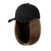 Stiwee Christmas Home Decoration Special Sale Wig Hat Baseball Cap Wigs For Women Black Hat With Bob Hair Extensions Attached Synthetic Hairpieces Short Wig Adjustable Caps 8 in