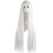 KAGAYD WIGS Cos Wig Universal Black White Long Straight Hair Style For Men And Women Human Hair Wigs for Women White