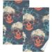 Coolnut White Hair Skull Bath Towels Set 16Ã—28 inches Cotton Face Towel Water Absorbent Lightweight Quickdry Hand Towels for Bathroom Ktichen Travel Gym