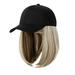 Stiwee Make Christmas Great Again Home Wig Hat Baseball Cap Wigs For Women Black Hat With Bob Hair Extensions Attached Synthetic Hairpieces Short Wig Adjustable Caps 8 in