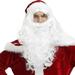 XIAQUJ SantaClaus Accessory 2 Pieces Christmas Set with Long White Santa Beard and Wig for Men and Women Dress up Props Wigs for Women Red