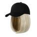 Stiwee Holiday Sales Great Christmas Decor Wig Hat Baseball Cap Wigs For Women Black Hat With Bob Hair Extensions Attached Synthetic Hairpieces Short Wig Adjustable Caps 8 in