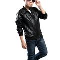 HBFAGFB Boys Jacket Little Boys Leather Zipper Jacket Lightweight and Fashion PU Outwear Black Size 140