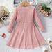 LYCAQL Baby Girl Clothes Toddler Kids Girls Fashionable Lace Long Sleeves Ribbed Princess Dress Tulle Dress for Baby (Pink 4-5 Years)