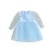 HOANSELAY Baby Girl Tutu Tulle Dress Toddler Elegant Long Sleeve Feather Trim Mini Dress Princess Party Dress