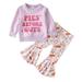 dmqupv Baby Girl Clothes Set Long Sleeve Letter Tops Pumpkin Bell-Bottoms Pants with Headband 3Pcs Fall Outfits Girls Outfit Sets RedSize 120