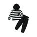 Peyakidsaa Toddler Kids Boy Girl 2 Piece Outfit Stripe Print Long Sleeve Hoodie Sweatshirts+Pants Fall Clothes Set