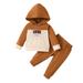 3 Months Infant Baby Boys Clothes Baby Boys Outfits 3-6 Months Baby Boys Long Sleeve Hooded Top Pants 2PCS Set Fall Winter Clothes Set for Boys Brown