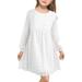 BULLPIANO Girl s Summer Fall Dress Flared Long Sleeve Loose Fit Swiss Dots Flowy Pleated Dress 4-13years