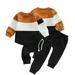 Esaierr 2PCS Baby Newborn Boys Clothing Sets Fall Winter Colorblocking Tops and Solid Color Sweatpants Clothes Set Outfits 2PCS 6 Months-4 Years
