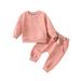 Shiningupup Toddler Boys Girls Winter Long Sleeve Solid Colour Prints Tops Sweatshirt Pants 2Pcs Outfits Clothes Set for Babys Clothes Toddler Toddler Boy Clothes 2T 3T