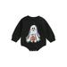 Pudcoco Baby Girls Halloween Clothes Casual Romper Long Sleeve Ghost/Pumpkin Print Princess Outfits