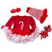Infant Baby Girls Christmas Cotton Long Sleeeve Jumpsuit and Headband Shoes Knee pads
