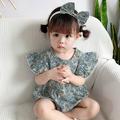 Girls Jumpsuit Printed Floral Headbandleeve Fly Casual and Comfortable Clothes