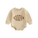 Liacowi Infant Baby Girls Boys Clothes 3M 6M 12M 18M 24M Newborn Onesie Romper Long Sleeve Letter Print Bodysuit Infant Fall Loose Fit Jumpsuits