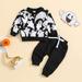 Baby Deals!Halloween Baby Outfits Toddler Baby Boy Clothes Cute Ghost Print Long Sleeve Crewneck Sweatshirt Top Jogger Pants Set 2pcs Fall Winter Outfits Cotton Pajamas Set 0 Months-3 Years