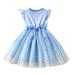 Fattazi Kids Toddler Children Baby Girls Bowknot Ruffle Short Sleeve Tulle Birthday Dresses Patchwork Party Dress Princess Dress Outfits Clothes