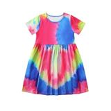 Lindreshi Baby Girl Dresses Clearance Toddler Baby Kids Girls Tie Dyed Dress Princess Dresses Casual Clothes