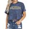 Women's Navy Michigan Wolverines Kimberly Cropped Tie-Dye T-Shirt
