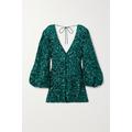 ROTATE Birger Christensen - Darsie Sequined Stretch Recycled-chiffon Mini Dress - Dark green