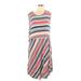 24/7 Maurices Casual Dress: Gray Stripes Dresses - Women's Size 1X