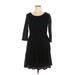 Ronni Nicole Casual Dress - Party Scoop Neck 3/4 sleeves: Black Print Dresses - Women's Size 16