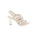 Naturalizer Heels: Slingback Chunky Heel Cocktail Party Ivory Print Shoes - Women's Size 7 1/2 - Open Toe