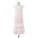 Zara Casual Dress - Midi Crew Neck Short sleeves: White Print Dresses - Women's Size X-Small