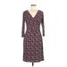 American Living Casual Dress - Sheath V Neck 3/4 sleeves: Burgundy Dresses - Women's Size 8