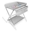 Baby Changing Unit, Foldable Infant Changing Table with Storage & Height Adjustable Function, Portable for Travel to fit Newborn,Blue Plus Wheels