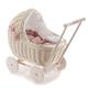 e-wicker24 Desayer Willow Doll Pram with Linen Bed Linen, Toy Made of Willow in Beige, Natural Children's Toy, Gift for a Child (Pink)