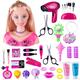 ADIY Pretend Game Makeup Playset, 34Pcs Children Makeup Pretend Playset Styling Head Doll Hairstyle Toy with Hair Dryer