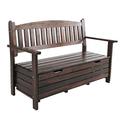 Outdoor wooden Storage Benches Deck Box for Patio Furniture, Park Lawn Balcony Porch Garden patio bench with storage, Water-Resistant Bench Seat Chair for 2-3 Person