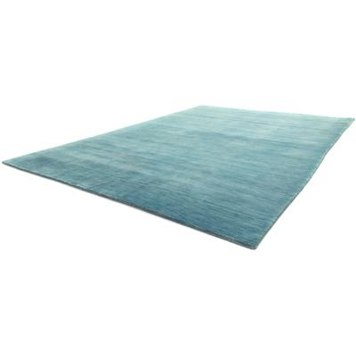 Wollteppich MORGENLAND "LORIBAFT TEPPSTAR", blau (türkis), B:40cm H:15mm L:60cm, Wolle, Teppiche, reine Schurwolle, uni, Wohnzimmer Image