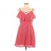 Trixxi Casual Dress - A-Line V Neck Sleeveless: Red Floral Dresses - Women's Size X-Large