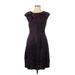 Jigsaw Casual Dress - A-Line Crew Neck Short sleeves: Purple Dresses - Women's Size 12