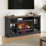 Country Living 60-Inch Dalton Steel Blue TV Stand - Includes 26" Electric Fireplace Insert & Remote Wood in Blue/Brown | Wayfair CL-M-7217-TT