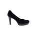 Heels: Slip-on Platform Cocktail Party Black Solid Shoes - Women's Size 39 - Round Toe