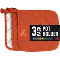 Zulay Kitchen 3-pack Pot Holders For Kitchen Heat Resistant Cotton in Orange | Wayfair Z-PTHLDR-3PCK-PMKN-RNG
