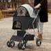 MoNiBloom Folding Pet Stroller Cat Dog Carrier Cart w/ Detachable Storage Basket Cup Holder in Gray/Brown | 38 H x 28 W x 19 D in | Wayfair