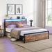 17 Stories Shealeen Metal Platform Storage Bed Metal in Black/Brown/Gray | 40.42 H x 51.82 W x 87.02 D in | Wayfair