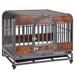Tucker Murphy Pet™ Heavy Duty Dog Crate, Furniture Style Dog Crate w/ Removable Trays & Wheels For High Anxiety Dogs Wood/Metal in Brown | Wayfair