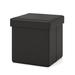 Ebern Designs Ellasyn Vegan Leather Storage Ottoman Faux Leather/Scratch/Tear Resistant in Black | 15 H x 15 W x 15 D in | Wayfair