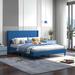 Red Barrel Studio® Hadrian Upholstered Platform Bed Upholstered in Blue | 41 H x 67 W x 81 D in | Wayfair F428FC4276074BCDAE0F16DCDEA5B489